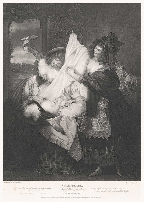 1793 rok Szekspir, Wesołe kumoszki z Windsoru, wymiar 38cm x 53cm