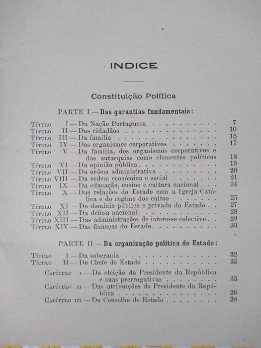 Constituição política da República Portuguesa – 1952