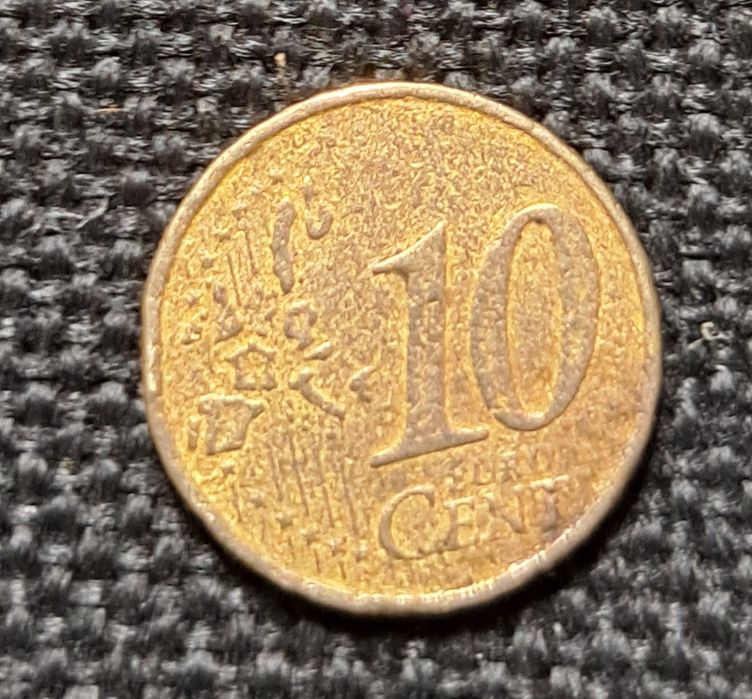Moeda 10 centimos 2002 rara.