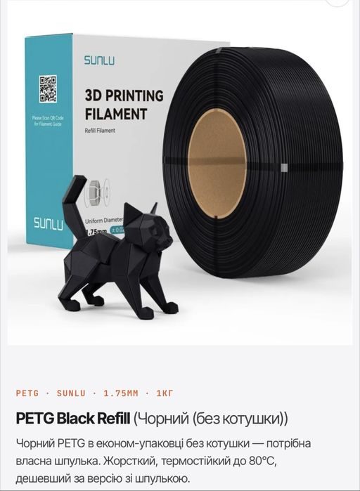 Оригінал. SANLU  PLA /Petg  Refill (без котушки)
