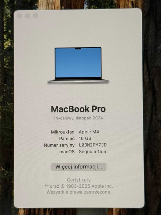 Apple MacBook Pro M4 2024 stan jak nowy | 100% bateria | 43 cykle QWERTY