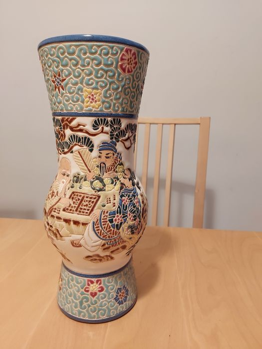 STARY WAZON ręcznie malowany / wys.31,7cm / bez wad/ Antyk