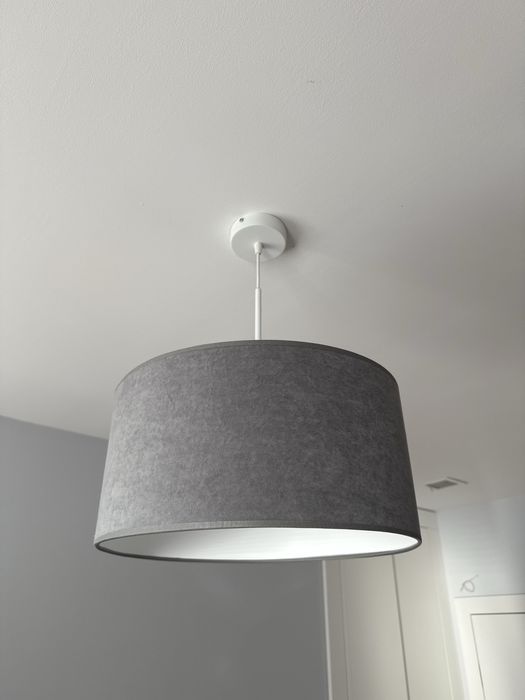 Lampa sufitowa wiszaca szara welur ideal