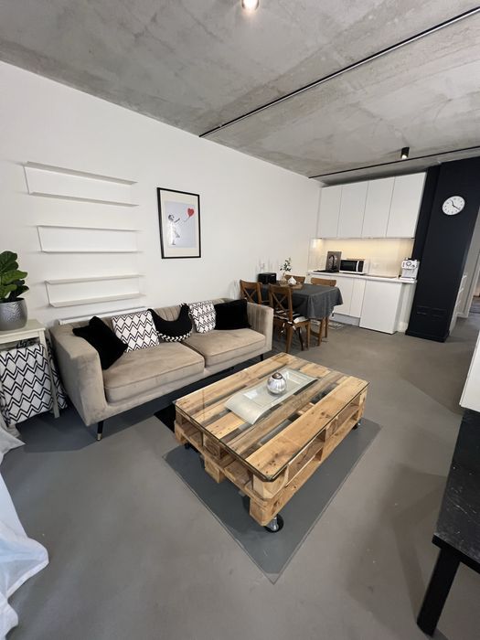 Salon z aneksem + sypialnia | Garaż | Ogródek | Naramowice | 46 m² styl industrialny