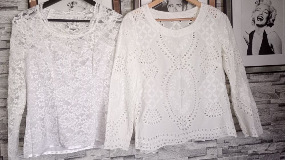 Bluzka góralska s 36 koronkowa ażurowa