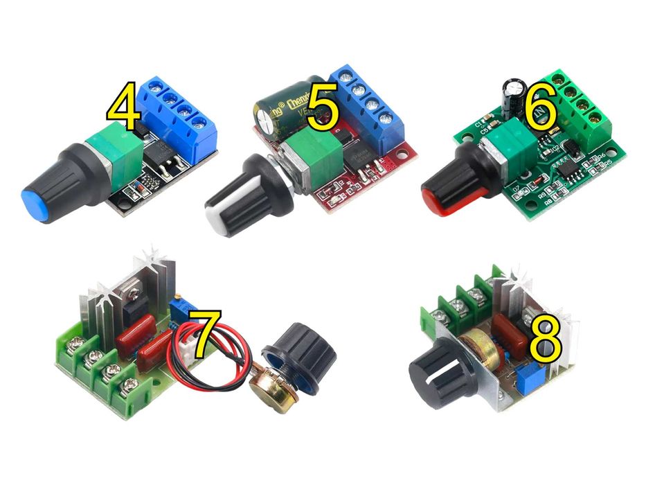 ШИМ регулятори напруги, швидкості 5V 12V 24V 220V диммери модулі реле