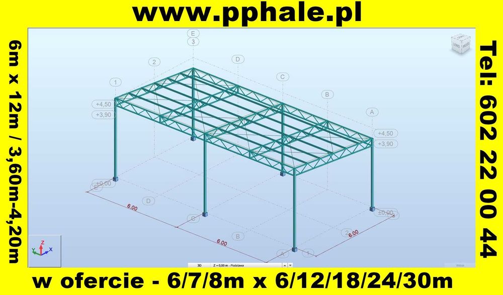 Konstrukcja Stalowa 6x12 - Wiata Garaż Hala Carport - Nowa i Solidna