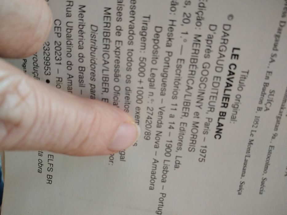 Lucky Luke de 1989 "O cavaleiro branco" de  Morris e Goscinny