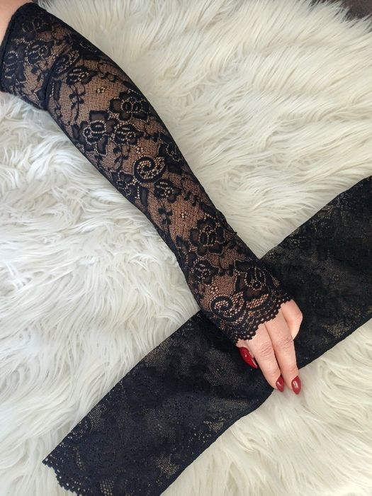 Rękawiczki długie koronkowe- Czarne