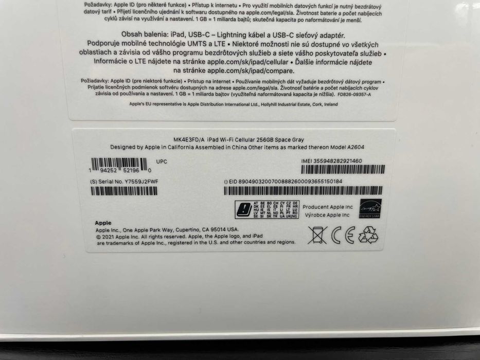 Apple iPad 9-го покоління Wi-Fi + LTE 256GB Space Gray MK4E3FD/A A2604 Neverlock – новий