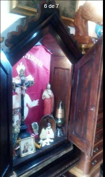 Móvel Antigo Oratório (anos 20) madeira castanho maciço c/iluminação