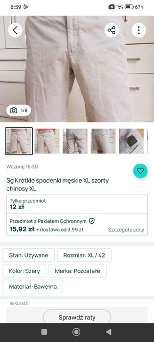 Sg Krótkie spodenki męskie XL + sweter zestaw