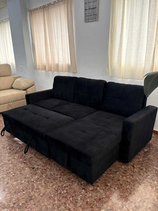 Sofá-cama preto novo e barato/ Entrega grátis em domicílio/ Pagamento na entrega.