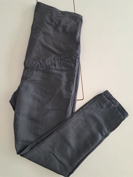 Spodnie ciążowe h&m mama 38 M 165 lniane