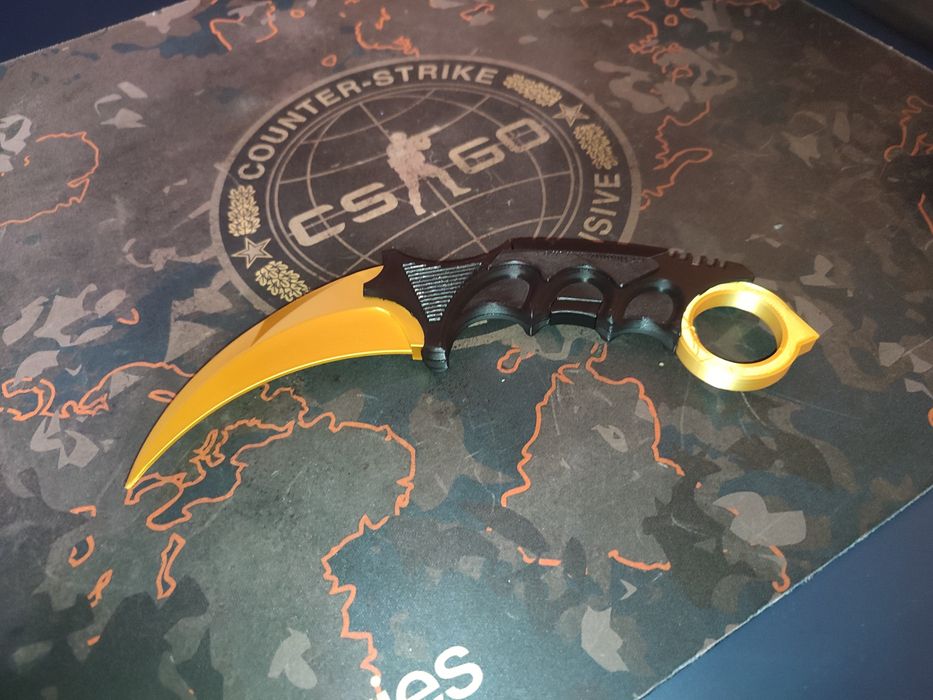 Karambit Dourado CS  – Faca Curva Colecionável / Decorativa