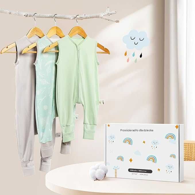 Nesri śpiwór niemowlęcy z nogawkami 100% bawełna Öko-Tex piżamka 80 cm