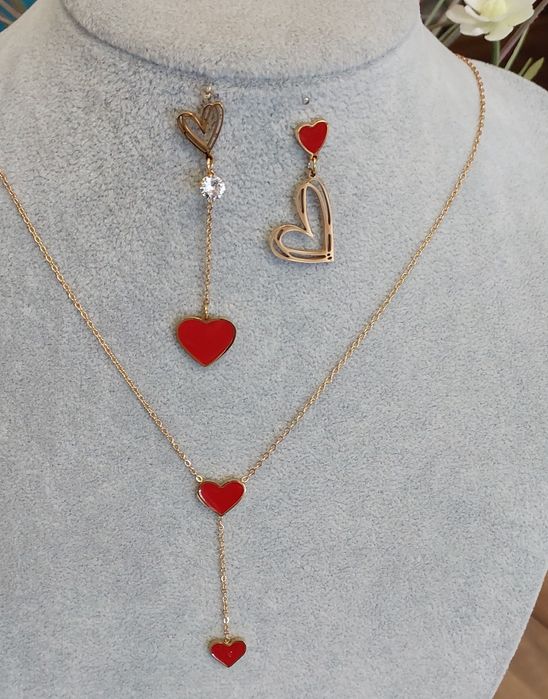 Złoty komplet Walentynkowy serca WYPRZEDAŻ!!!