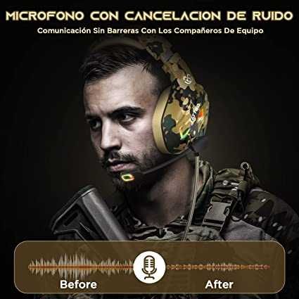 Tatybo auriculares Gaming com microfone e 4 modo de luz RGB
