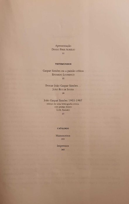 Livro - Presença de João Gaspar Simões