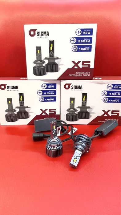 Лед лампи Sigma 75Вт 18000Лм у цоколях  H7/H11/HB3/HB4/H4