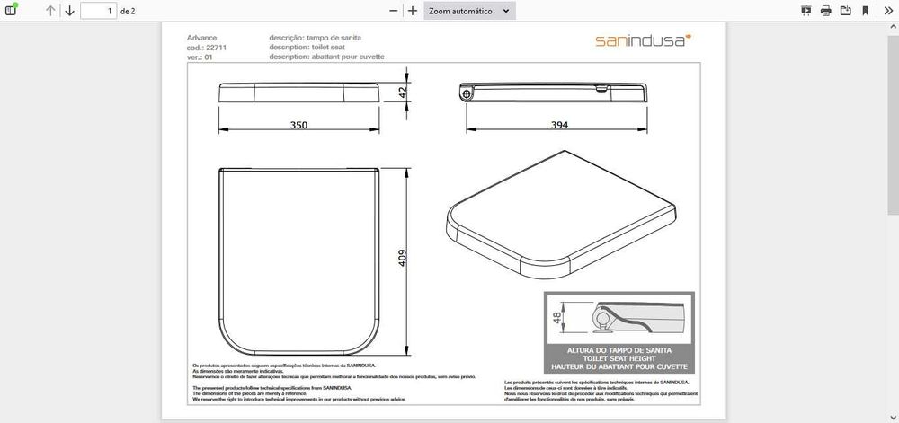 Dois Assentos Sanita Advance branca Duraplast 22711 da Sanidusa