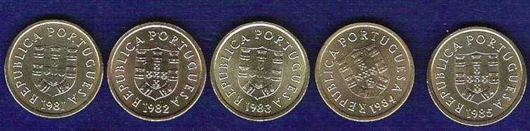 Lote moedas Portugal de 1$00 latão níquel 1981 a 2001