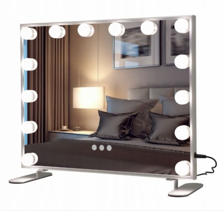 Lustro do makijażu LED z 3 trybami oświetlenia 50 x 40 cm