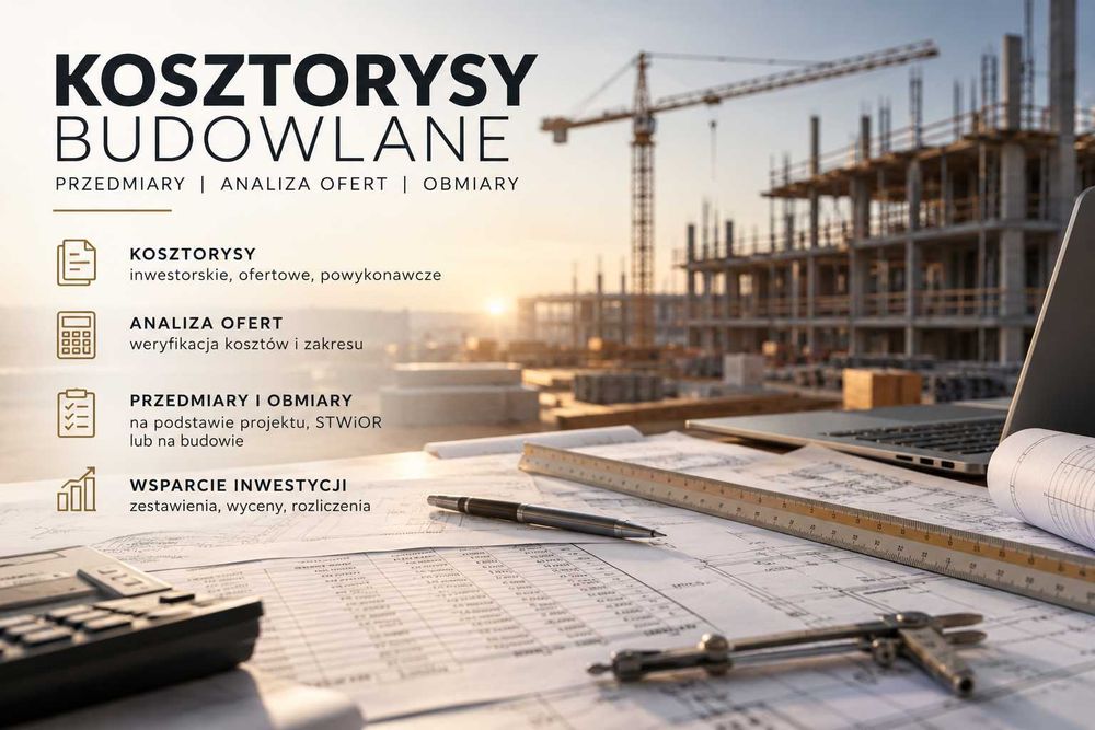 KOSZTORYSY BUDOWLANE | Przedmiarowanie | Analiza Ofert | Obmiary| Ubezpieczenia