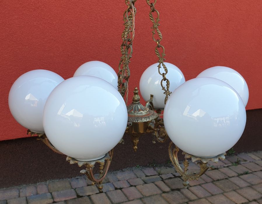 Przepiękna stara mosiężna lampa wisząca