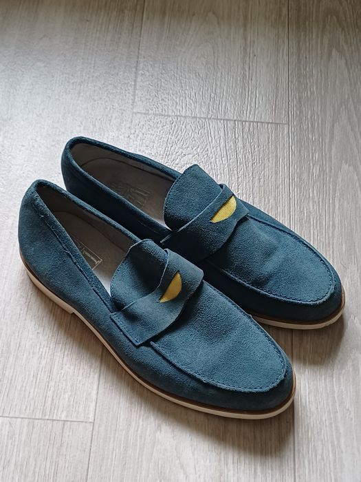 Лоферы Loro Piana, Италия, замш, тренд, стильные, голубые, бренд, мода