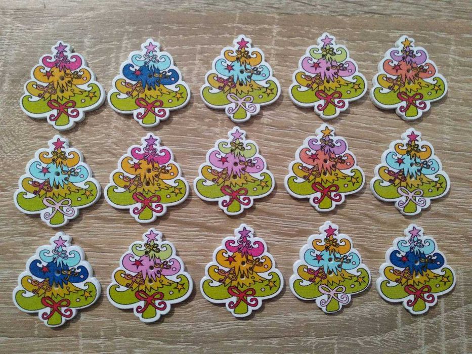 Дерев'яні пуговки гудзики, набори по 15 шт