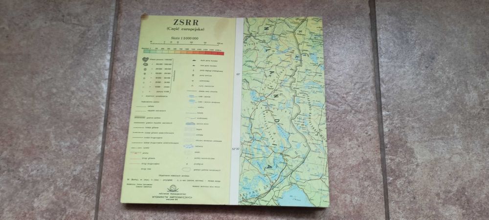 Stara mapa ZSRR. 1973 r. Z serii Przeglądowe Mapy Europy.
