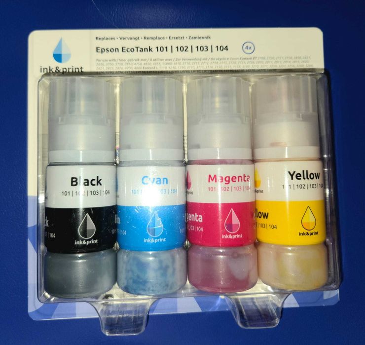 Tinteiros Compatíveis Epson EcoTank 101 | 102 | 103 | 104 – Pack 4