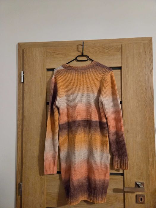 Gruby sweter w paski S-M