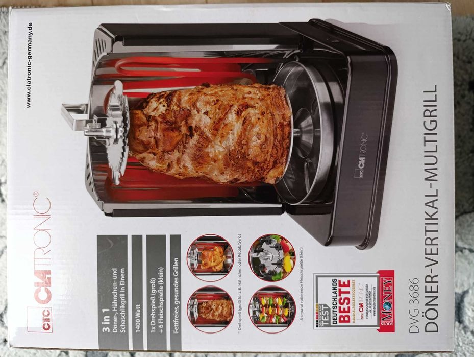 Grill elektryczny CLATRONIC DVG 3686/ Rożen KEBAB
