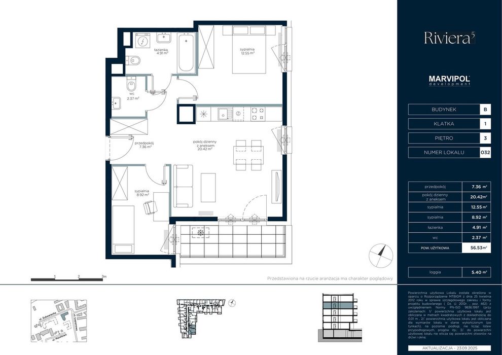 3-pokojowe mieszkanie 56m2 + loggia