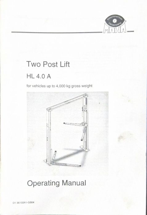 Підйомник автомобільний 2-х стійковий 4 т MAHA