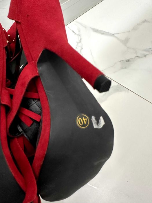 Sandałki szpilki Giuseppe Zanotti czerwone 40 39 nowe zara zamsz