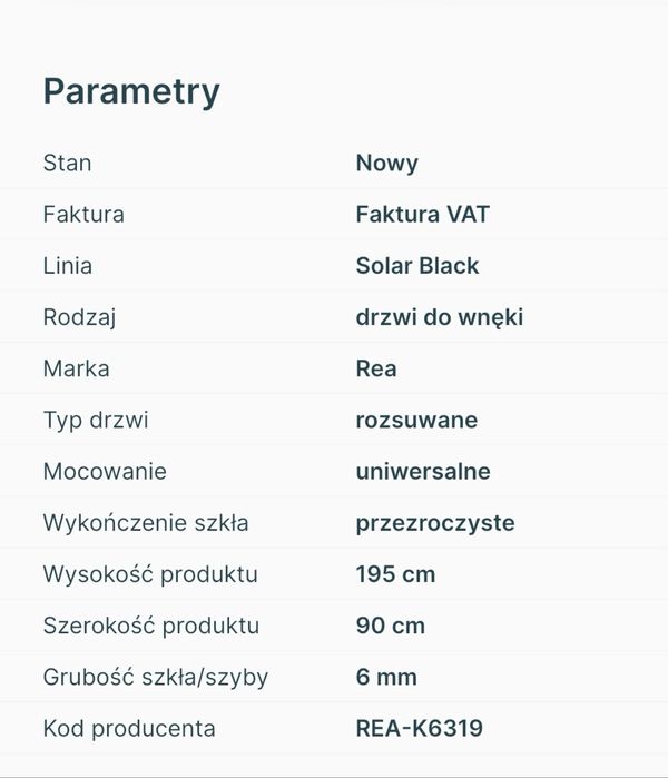 Drzwi do wnęki Rea 90 x 195 cm