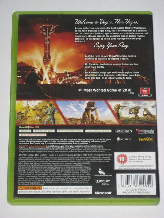 Fallout New Vegas Xbox360 BDB 3xA Xbox360 BDB!