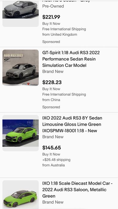 Модель Audi RS3 Limousine IXO Models 1/18