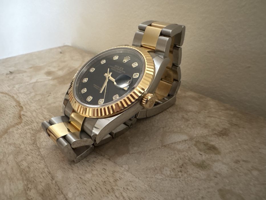 Rolex Datejust 41 aço ouro amarelo cravejado de diamantes