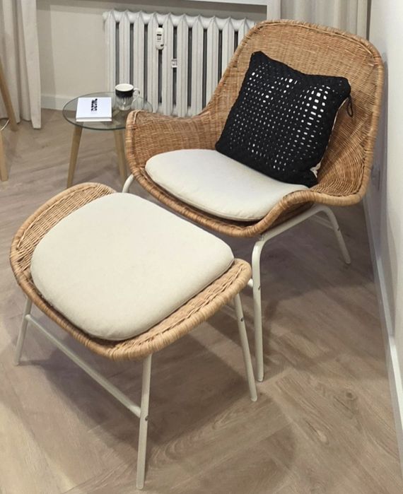 Fotel rattanowy z podnóżkiem IKEA FRYSKAS NOWY
