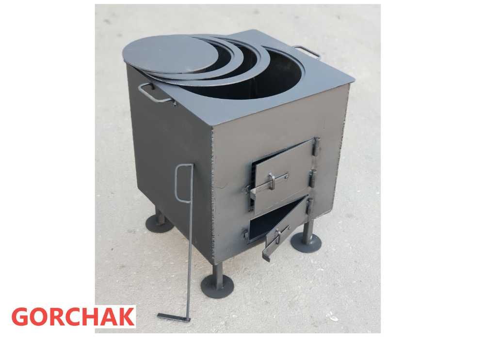 Піч під казан з конфорками, 4мм (буржуйка сталева обігрів до 60 м.кв.)