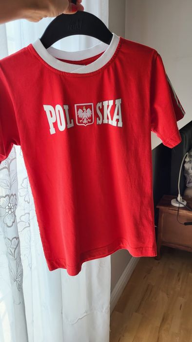 Koszulka dzicięcą  bawełniana Polska (czerwona) rozmiar 146