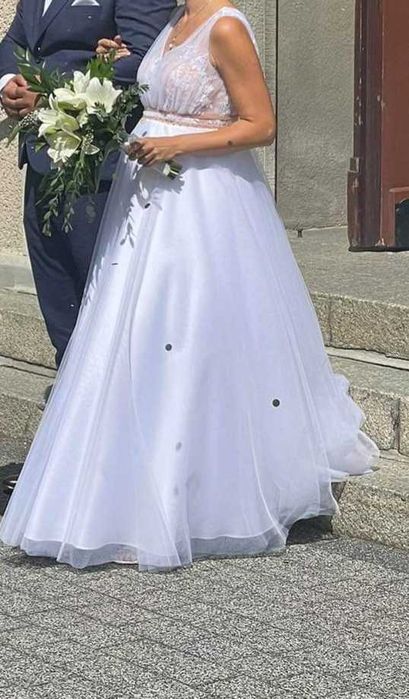Suknia ślubna 160cm wzrostu plus 8cm obcas