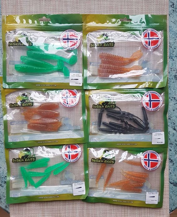 ustawić Silikonowe przynęty wędkarskie firmy *SoSick Baits.*-Norwegia