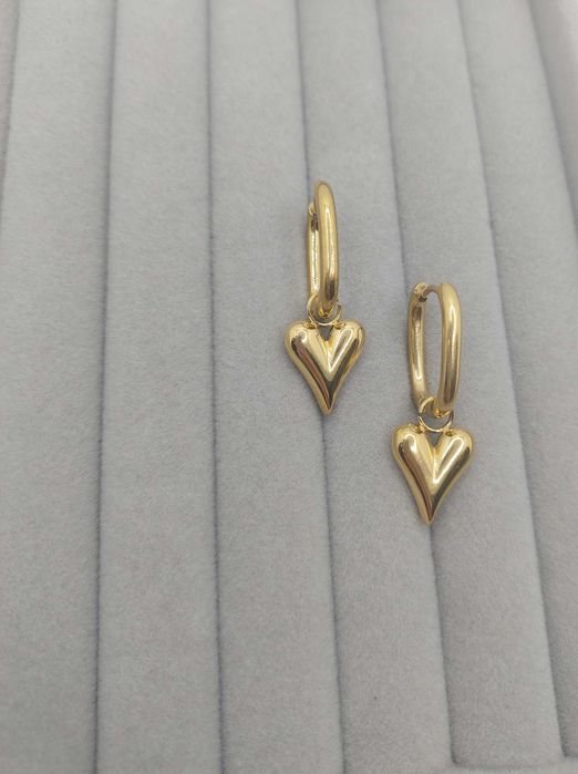 Kolczyki wiszące serduszka dmuchane stal