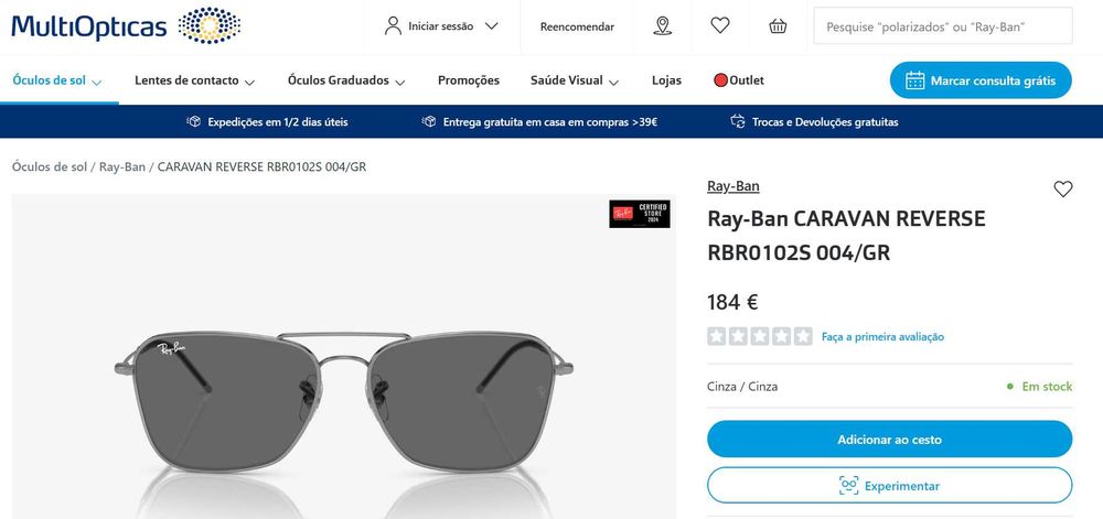 Vendo óculos de sol - RAY-BAN NOVOS