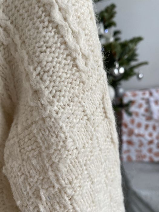 Marks&Spencer M&S L 40 akryl 80% wełna 20% sweter kremowy rozpinany